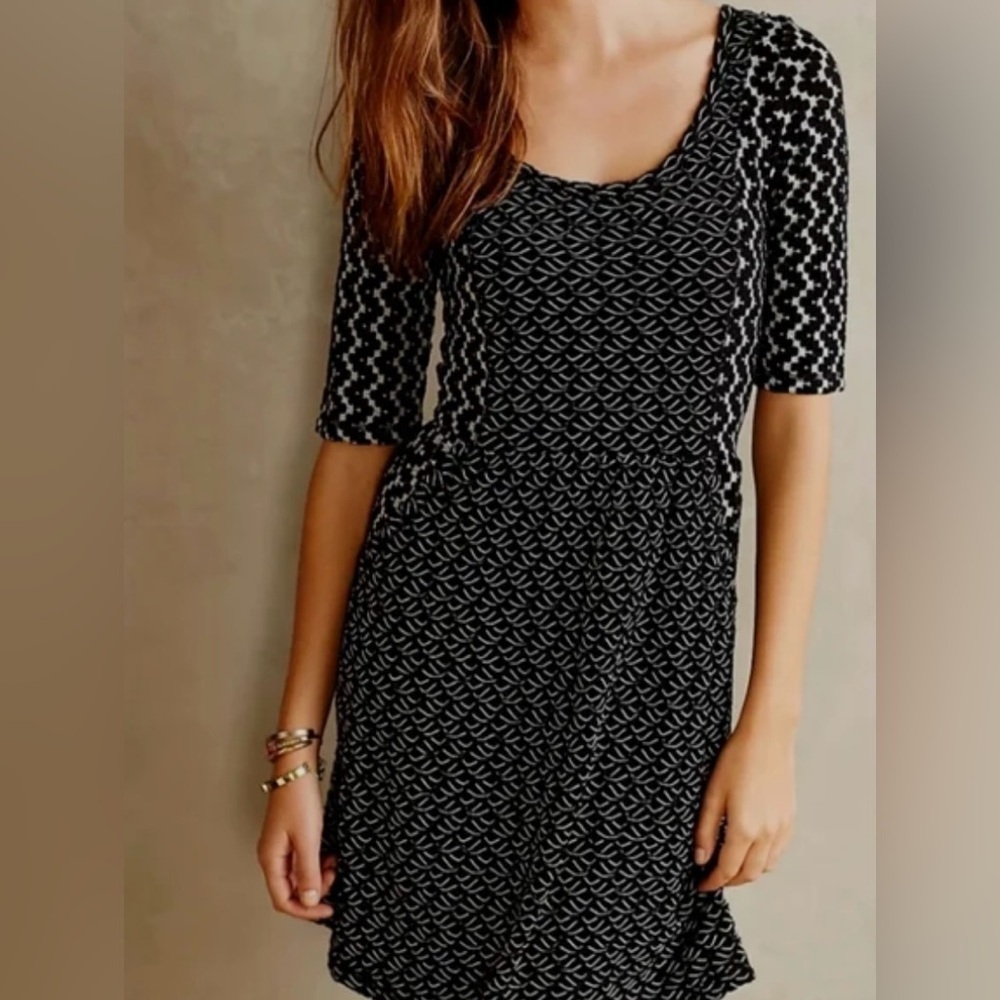 Saturday/Sunday by Anthropologie Black & White Patterned Dress - Size M